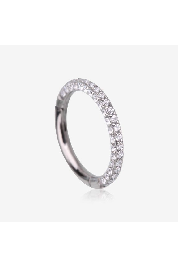 Implant Grade Titanium Brilliant Sparkle Pave Encircle Clicker Hoop Ring