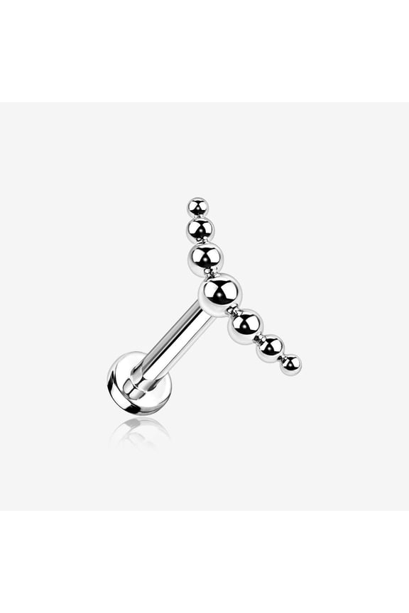 Implant Grade Titanium Crescent Arc Bali Beads Top Internally Threaded Flat Back Stud Labret