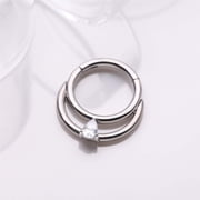 Implant Grade Titanium Double Loop Teardrop Sparkle Clicker Hoop Ring