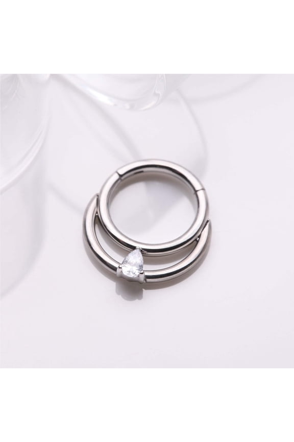 Implant Grade Titanium Double Loop Teardrop Sparkle Clicker Hoop Ring