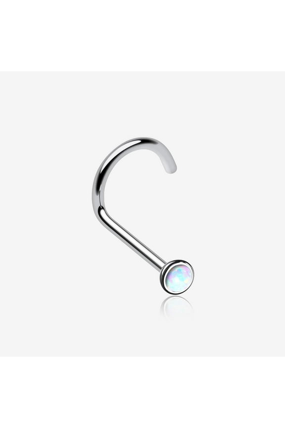 Implant Grade Titanium Fire Opal Bezel Set Top Nose Screw Ring