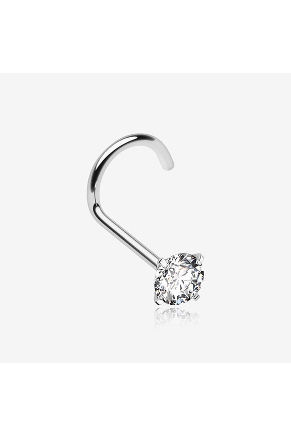 Implant Grade Titanium Gem Sparkle Prong Set Top Nose Screw Ring
