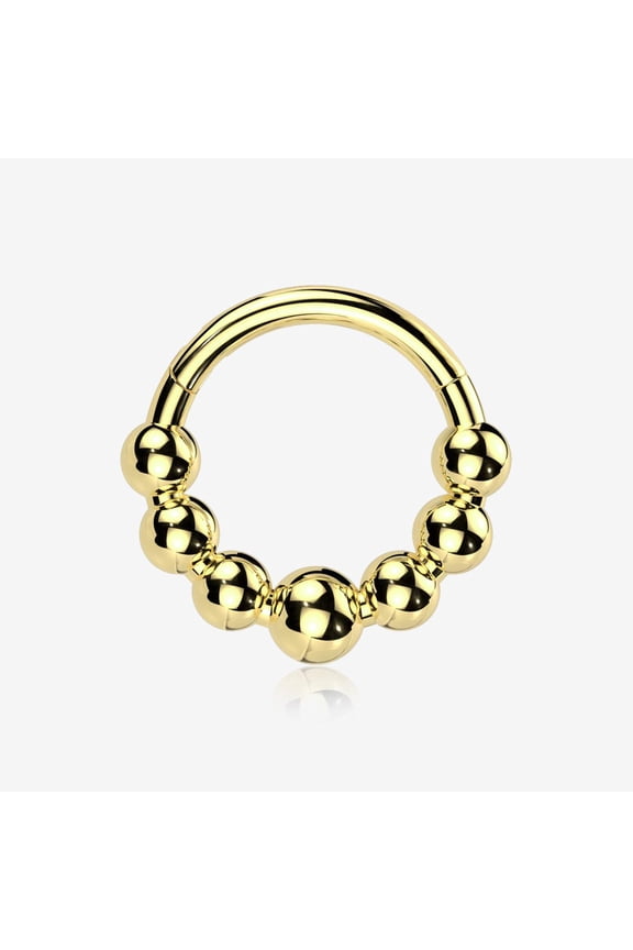 Implant Grade Titanium Golden Cascading Bali Beads Clicker Hoop Ring