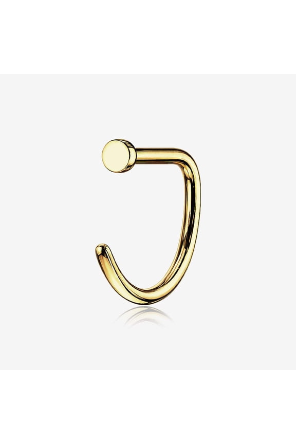 Implant Grade Titanium Golden D-Shaped Flat Circle Top Nose Hoop