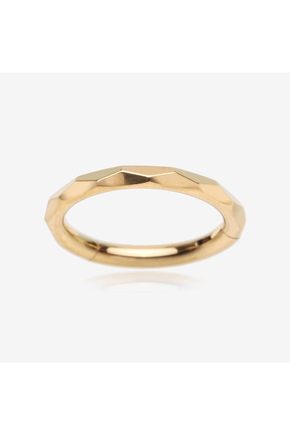Implant Grade Titanium Golden Diamond Cut Faceted Seamless Clicker Hoop Ring