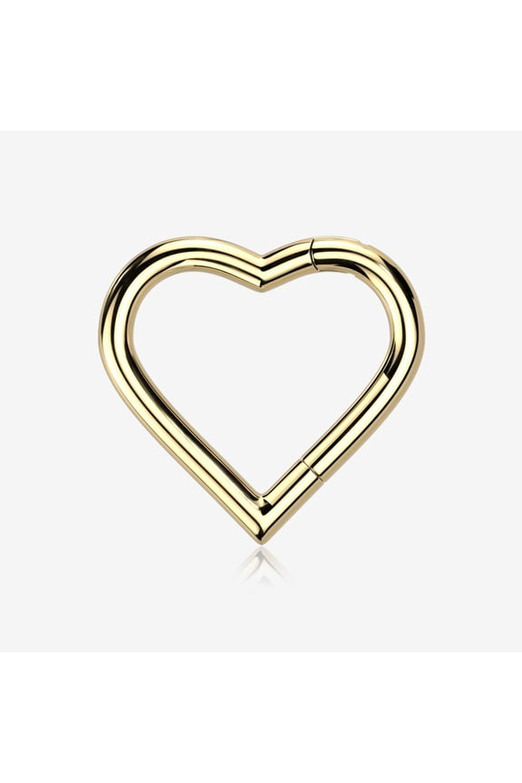 Implant Grade Titanium Golden Heart Basic Geometric Clicker Hoop Ring