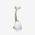 thumbnail image 1 of Implant Grade Titanium Golden Internally Threaded Teardrop Opal Prong Belly Button Ring, 1 of 5