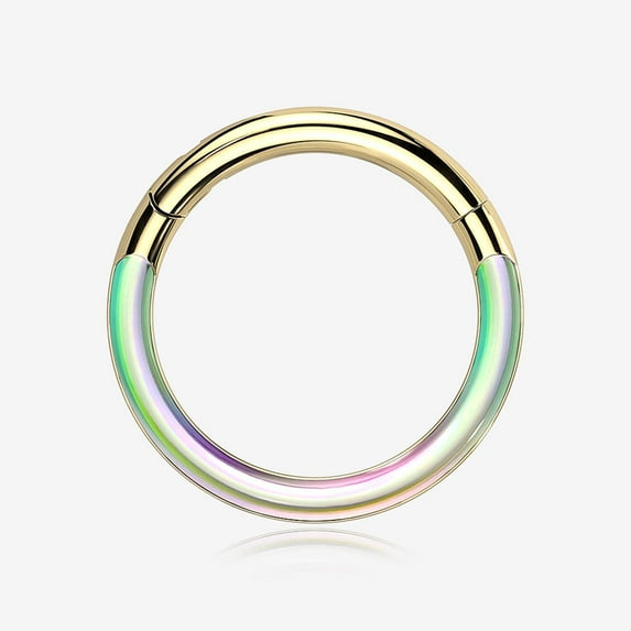 Implant Grade Titanium Golden Iridescent Revo Lined Clicker Hoop Ring
