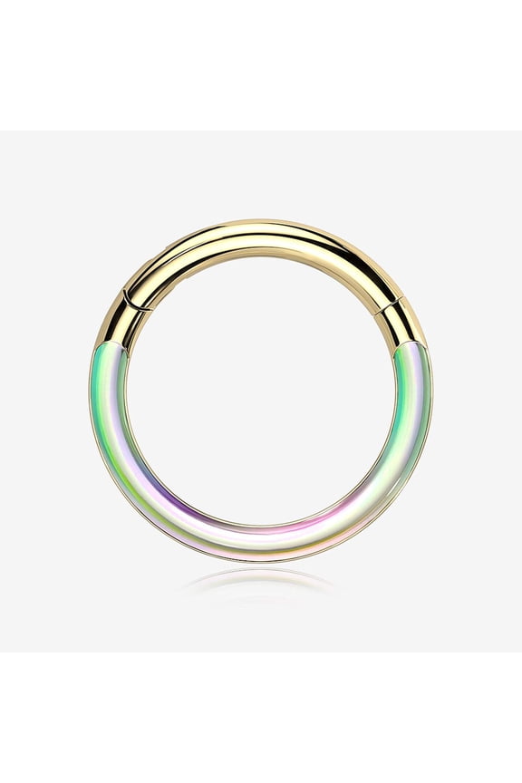 Implant Grade Titanium Golden Iridescent Revo Lined Clicker Hoop Ring