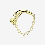 Implant Grade Titanium Golden Modern Curve Chained Internally Threaded Labret