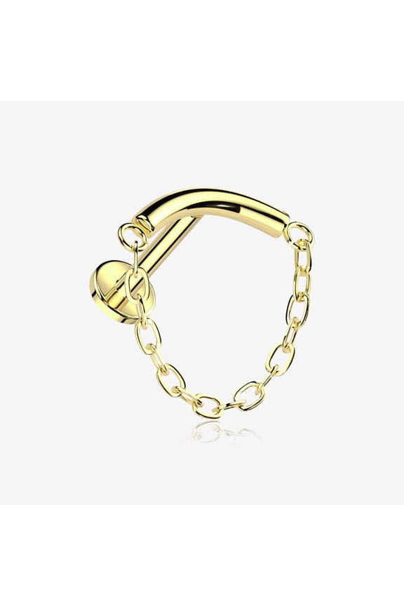 Implant Grade Titanium Golden Modern Curve Chained Internally Threaded Labret