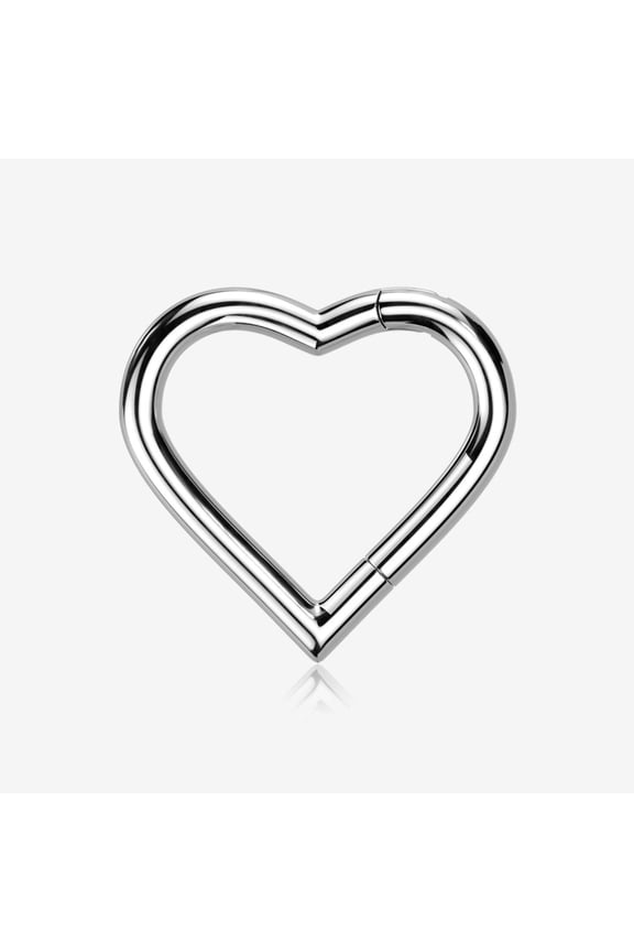 Implant Grade Titanium Heart Basic Geometric Clicker Hoop Ring