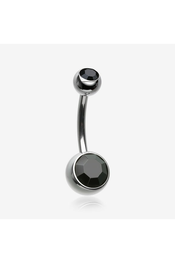 Implant Grade Titanium Internally Threaded Basic Belly Button Ring-Black