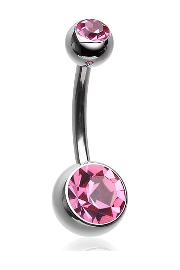 Implant Grade Titanium Internally Threaded Basic Belly Button Ring-Pink