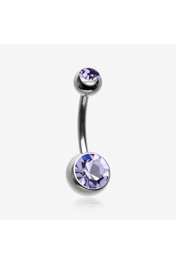 Implant Grade Titanium Internally Threaded Basic Belly Button Ring-Tanzanite
