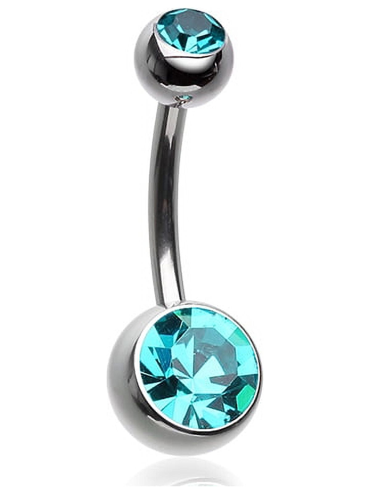 Implant Grade Titanium Internally Threaded Basic Belly Button RingTeal