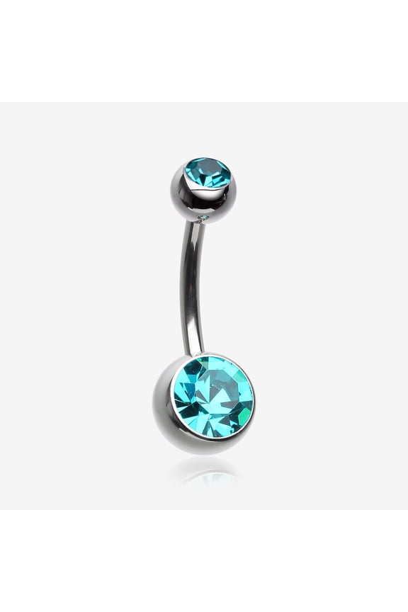 Implant Grade Titanium Internally Threaded Basic Belly Button Ring-Teal