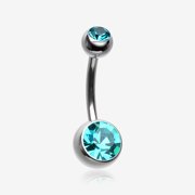 Implant Grade Titanium Internally Threaded Basic Belly Button Ring-Teal