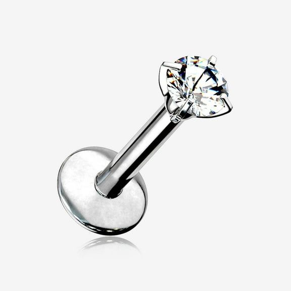 Implant Grade Titanium Internally Threaded Gem Sparkle Prong Set Labret