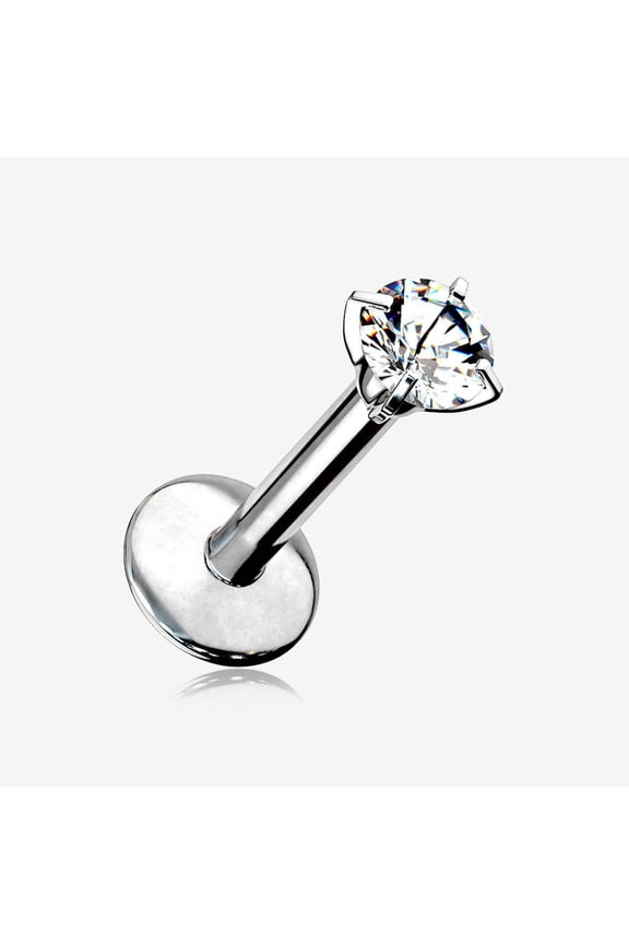 Implant Grade Titanium Internally Threaded Gem Sparkle Prong Set Labret