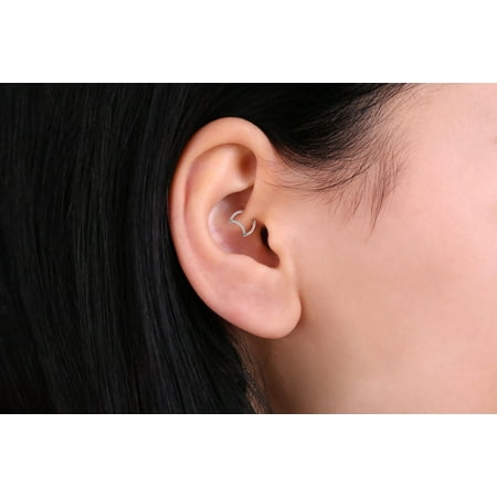 Implant Grade Titanium Moon Daith Clicker, Segment Ring with White CZ Gems, Conch Ring Helix Hoop/Hinged Clicker, Ear Piercing