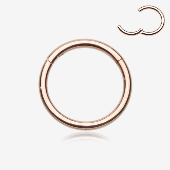 Implant Grade Titanium PVD Rose Gold Basic Seamless Hinged Clicker Hoop Ring