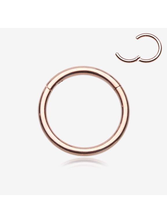 Implant Grade Titanium PVD Rose Gold Basic Seamless Hinged Clicker Hoop Ring