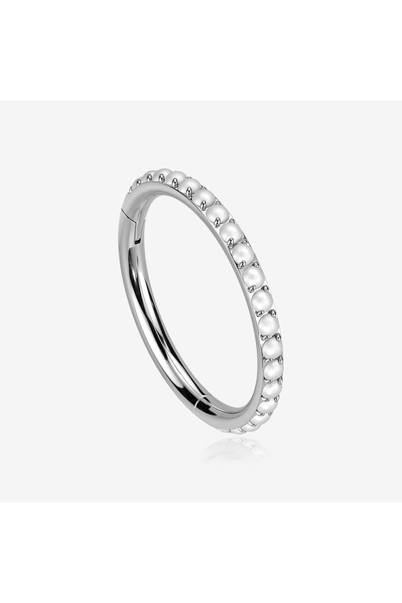 Implant Grade Titanium Pearlescent Beads Lined Clicker Hoop Ring