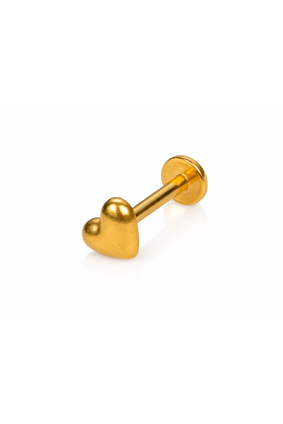 Heart Flat Back Earrings, 18G Titanium Labret Studs, tragus, helix, conch , rook earring Pair