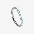 thumbnail image 1 of Implant Grade Titanium Pyramid Sparkle Studded Geometric Seamless Clicker Hoop Ring-Aqua, 1 of 5