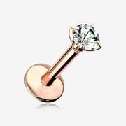 Implant Grade Titanium Rose Gold Internally Threaded Gem Sparkle Prong Set Labret