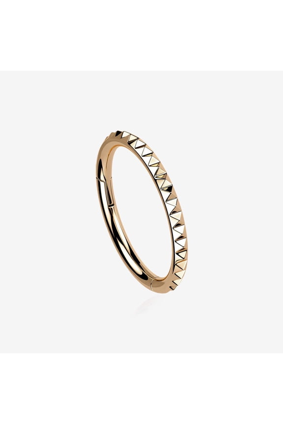 Implant Grade Titanium Rose Gold Pyramid Studded Geometric Seamless Clicker Hoop Ring
