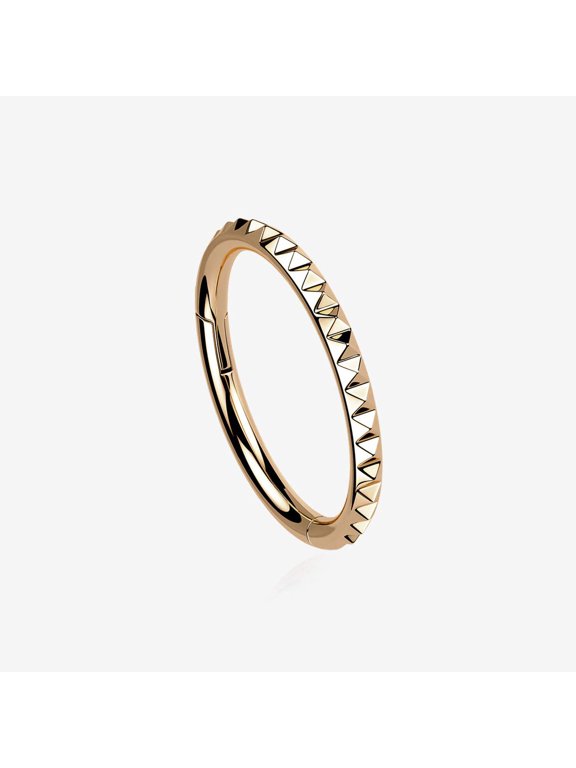 Implant Grade Titanium Rose Gold Pyramid Studded Geometric Seamless Clicker Hoop Ring