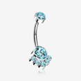 thumbnail image 1 of Implant Grade Titanium Royal Bali Sparkle Internally Threaded Belly Button Ring-Aqua, 1 of 4