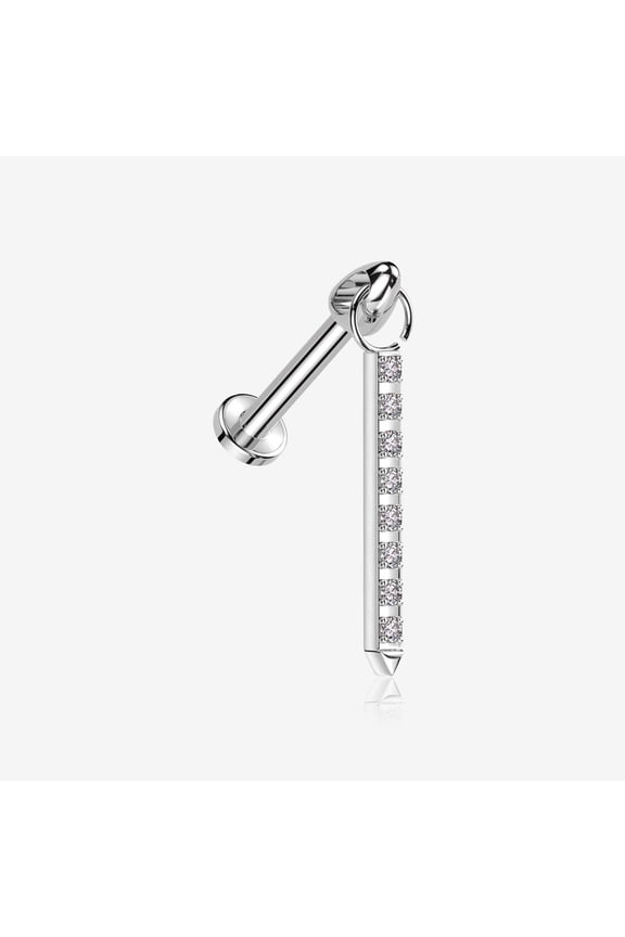 Implant Grade Titanium Sparkle Bar Dangle Internally Threaded Labret