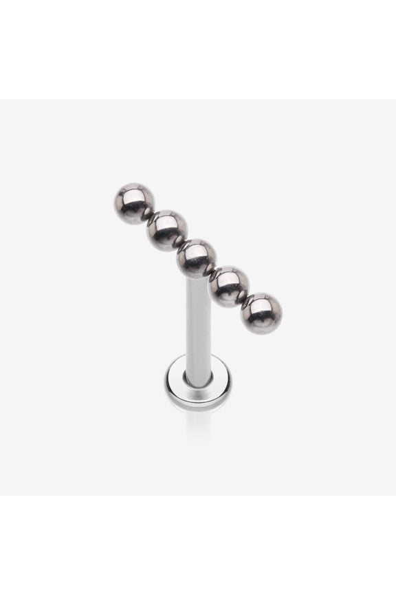 Implant Grade Titanium Straight Beaded Ball Top Internally Threaded Labret Flat Back Stud
