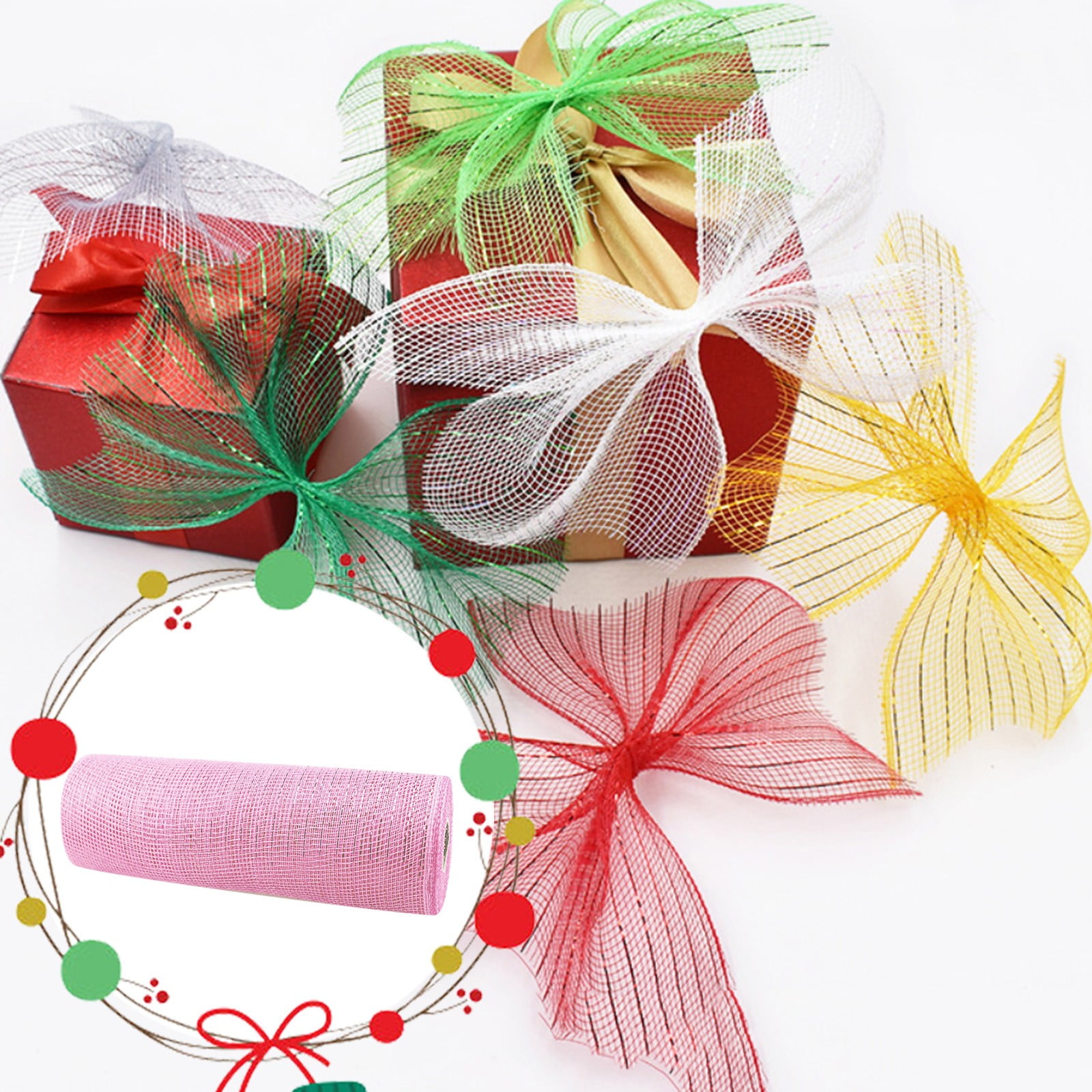 Implement Poly Mesh Ribbon With Metallic Foil Each Roll For Wreaths ...