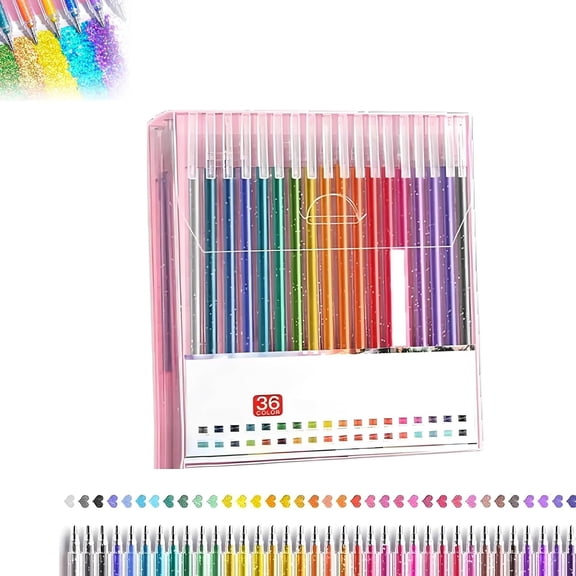 Implementarch Pens, Glitter Gel Pen Set, Glitter Gel Pens for Adult Coloring Books, Implementarch Glitter Gel Pen Set for Drawing, Doodling, Crafts and Taking Note (36)