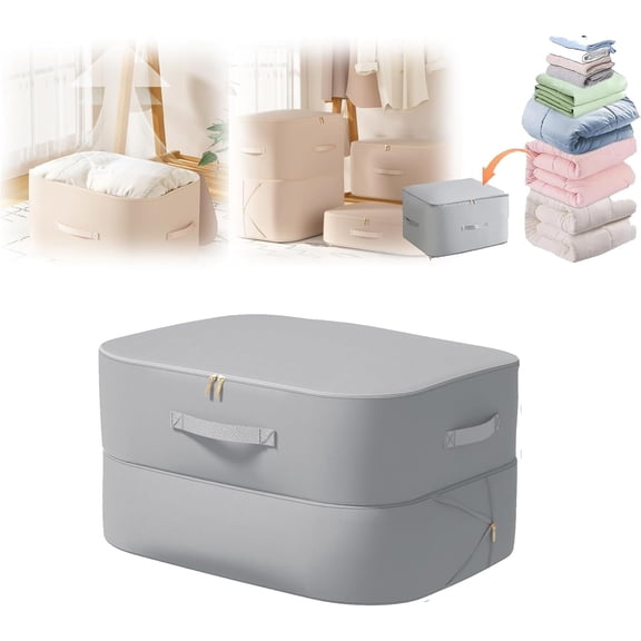 Implicationi Compression Organizer, Implicationi Ultra Space Saving Self Compression Organizer, Travel Storage Tote for Space Saving for Comforters, Clothes, Blankets (Gray, Small)