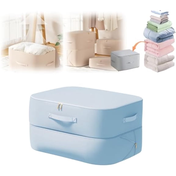Implicationi Compression Organizer, Implicationi Ultra Space Saving Self Compression Organizer, Travel Storage Tote for Space Saving for Comforters, Clothes, Blankets (blue, Small)