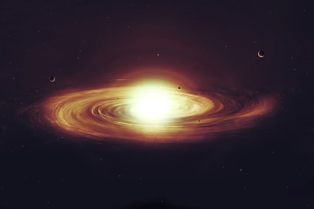 Implosion of a Sun with visible solar system and planets Canvas Art - Tomasz DabrowskiStocktrek Images (17 x 12)