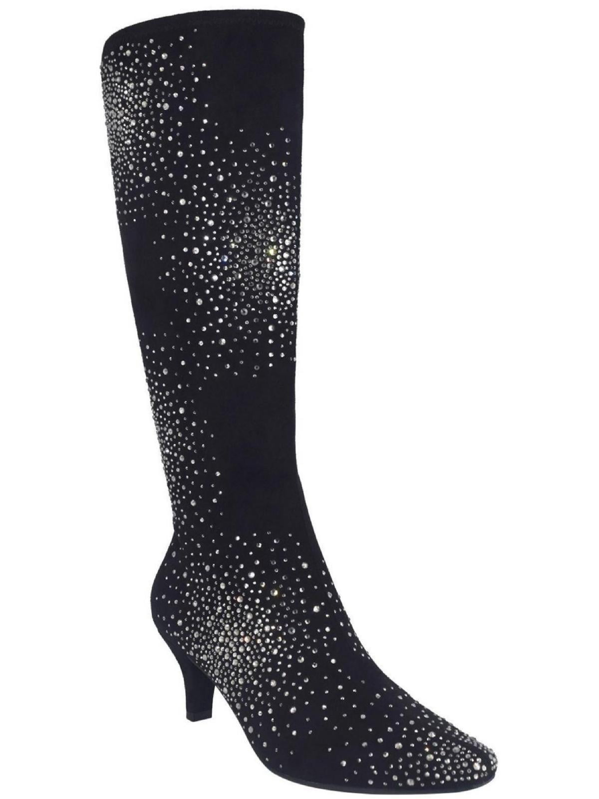 Impo Womens Namora Starburst Rhinestone Square Toe KneeHigh Boots