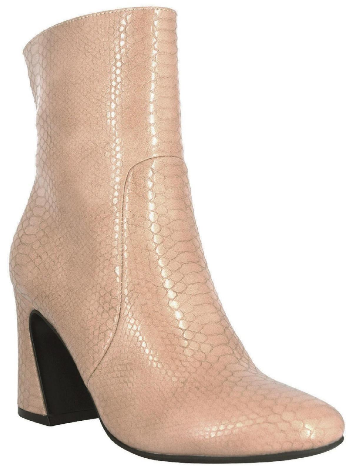 faux leather block heel boots