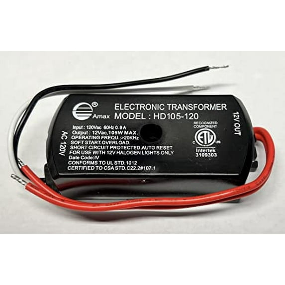 Import HD105-120 105W Electronic Low Voltage Transformer, 120V to 12V, 1.2A, Surface Mount, Fully Dimmable, Short Circuit Protection, Halogen Lights