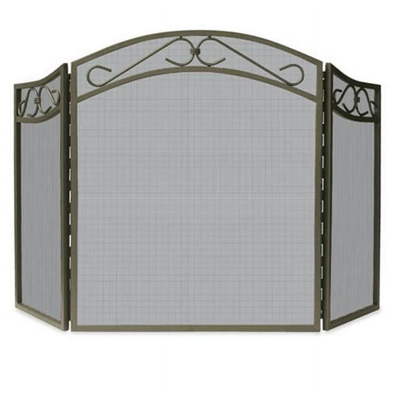 Import S-1638 3 Panel Screen With Decorative Scroll