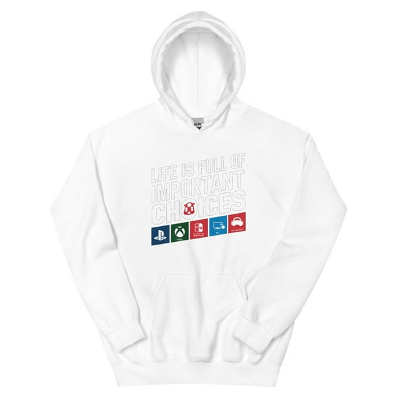 Important Choices Gaming Unisex Hoodie (White, M)