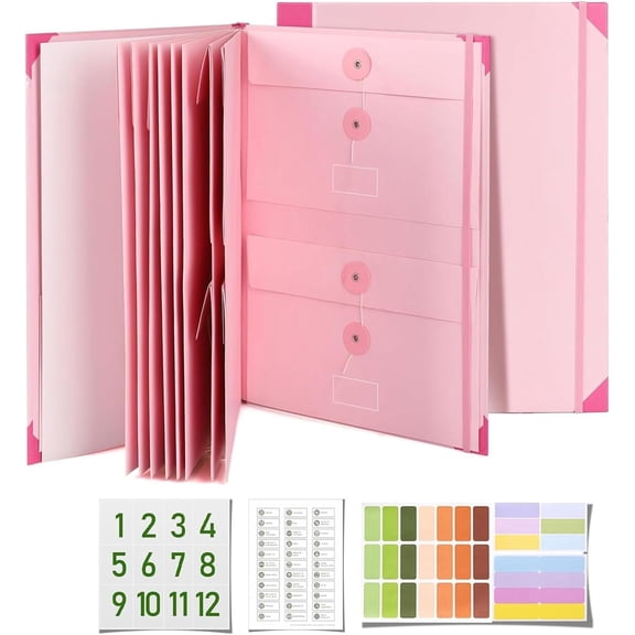 Important Document Organizer, File Folder with Labels and 12 Pockets, Expanding Storage Folder for Family  Binder, Life Binder Organizer for Photos and Letters,
