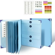 Important Document Organizer, Folio Folders with Pockets .Folder with Labels Pockets, for Emergency Documents, Birth Certificates, Damage Resistant Folder,Passports, School & Offices (Blue)