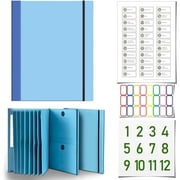 Important Document Organizer, Life Book Document Organizer, Folio Folders with Labels and Pockets for Important Papers, Certificates, Letters, Ideal for School Office Home Files Organization, Blue