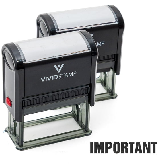 Important Self Inking Rubber Stamp (Black Ink) - Large 2 Pack